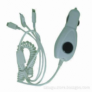 Car charger with 3-in-1 cable